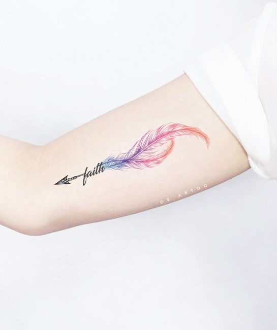Custom feather tattoo with script by Craig Murphy: TattooNOW